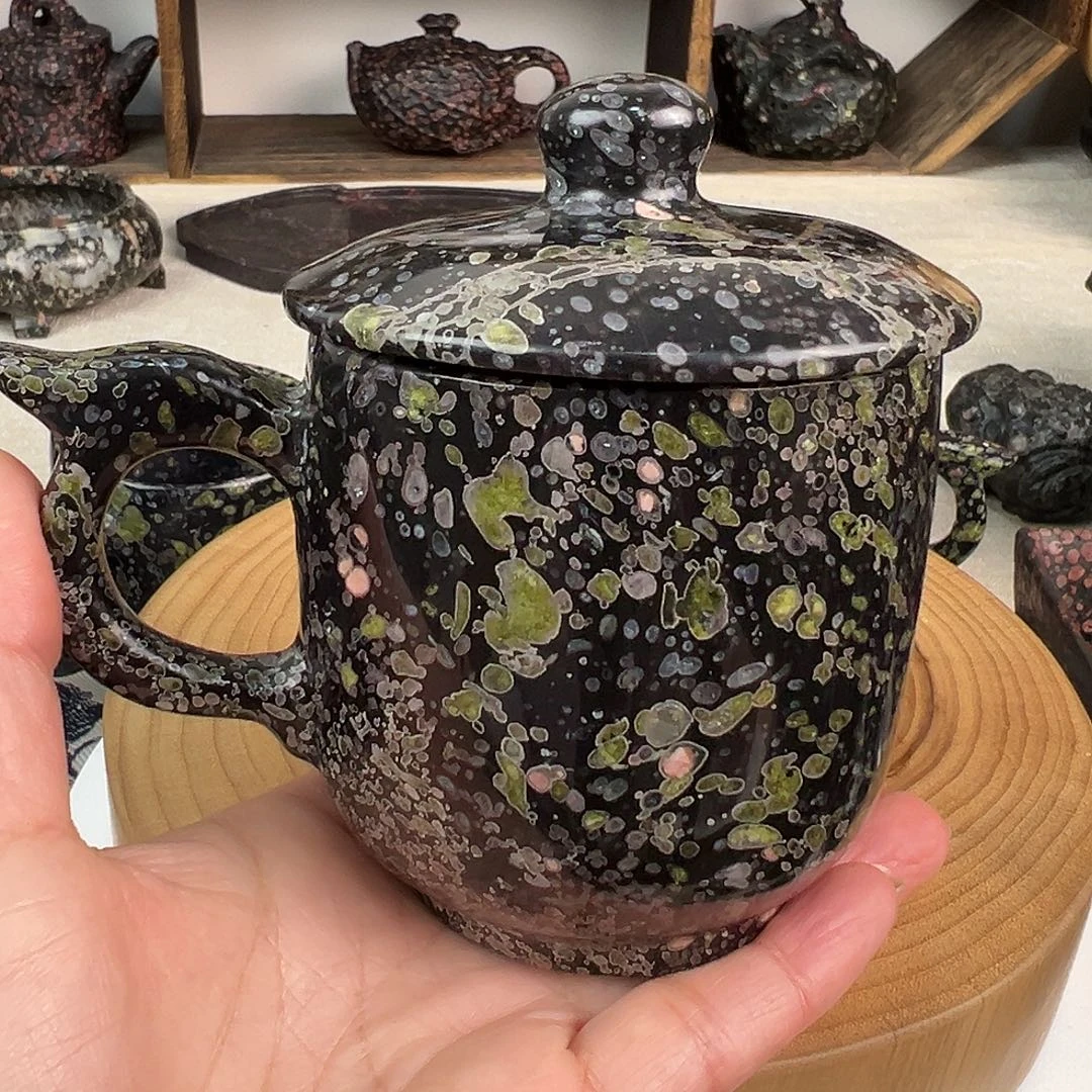 象***形梅花玉老坑料办公茶杯