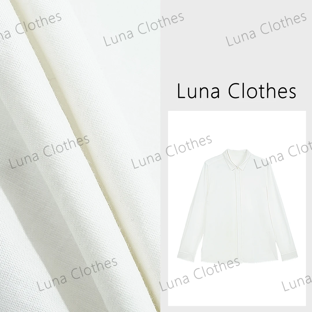 张妍LUNA高定桑蚕丝混纺小领口直筒纯色休闲百搭衬衫7313