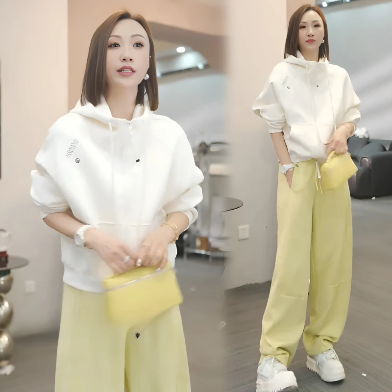 高含棉时尚拉链连帽卫衣女2025春秋新款百搭洋气宽松休闲外套上衣