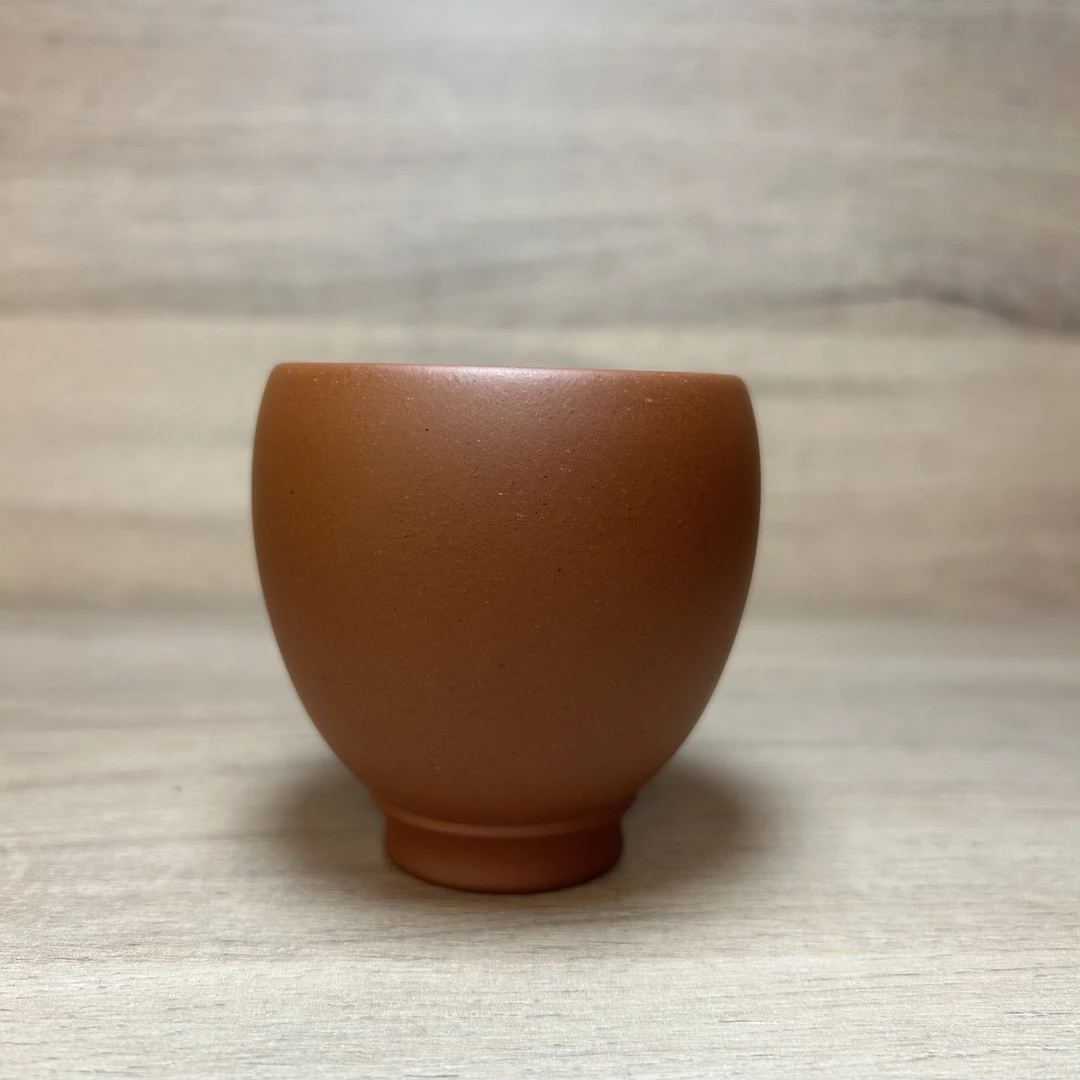 《圆鼓主人杯》【0添加无碳酸钡】原矿紫砂红皮红泥龙圆鼓主人杯茶具