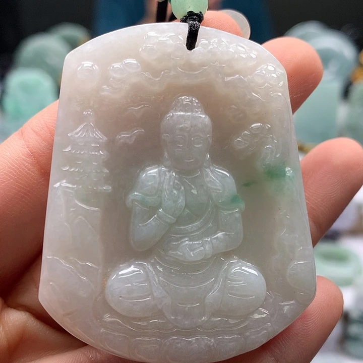 翡翠未镶嵌颈饰阿尼陀佛卡厚8