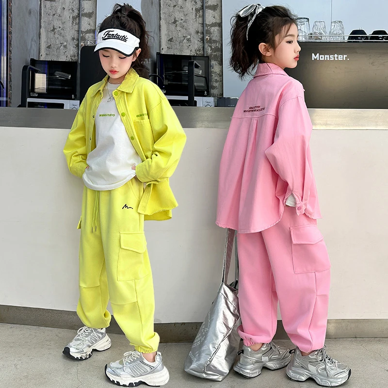 女童春秋款套装韩版休闲工装裤衬衫套装中大童女孩洋气时尚儿童装