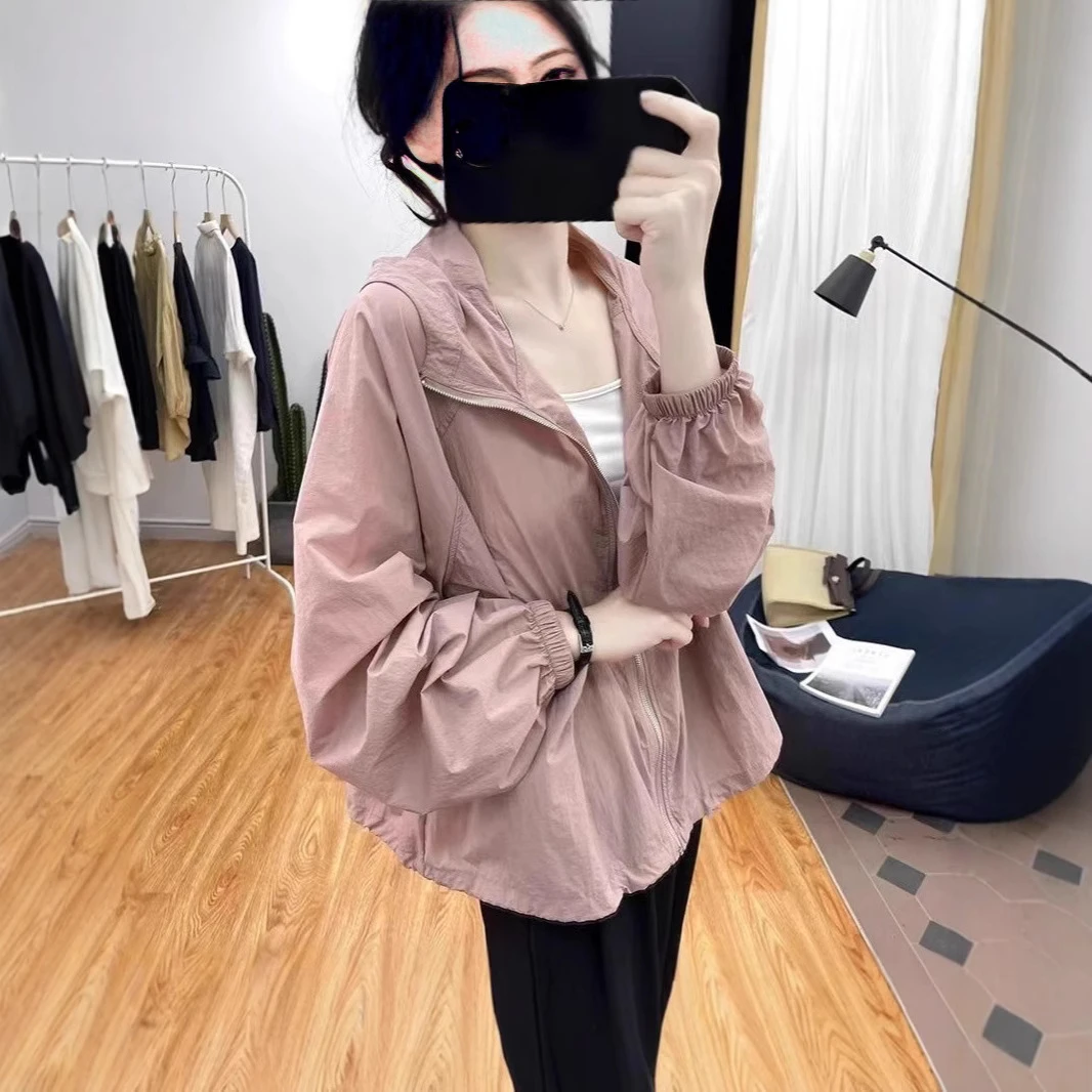 夏季连帽薄款百搭防晒衣上衣防晒2025防紫外线宽松女外套韩系开衫