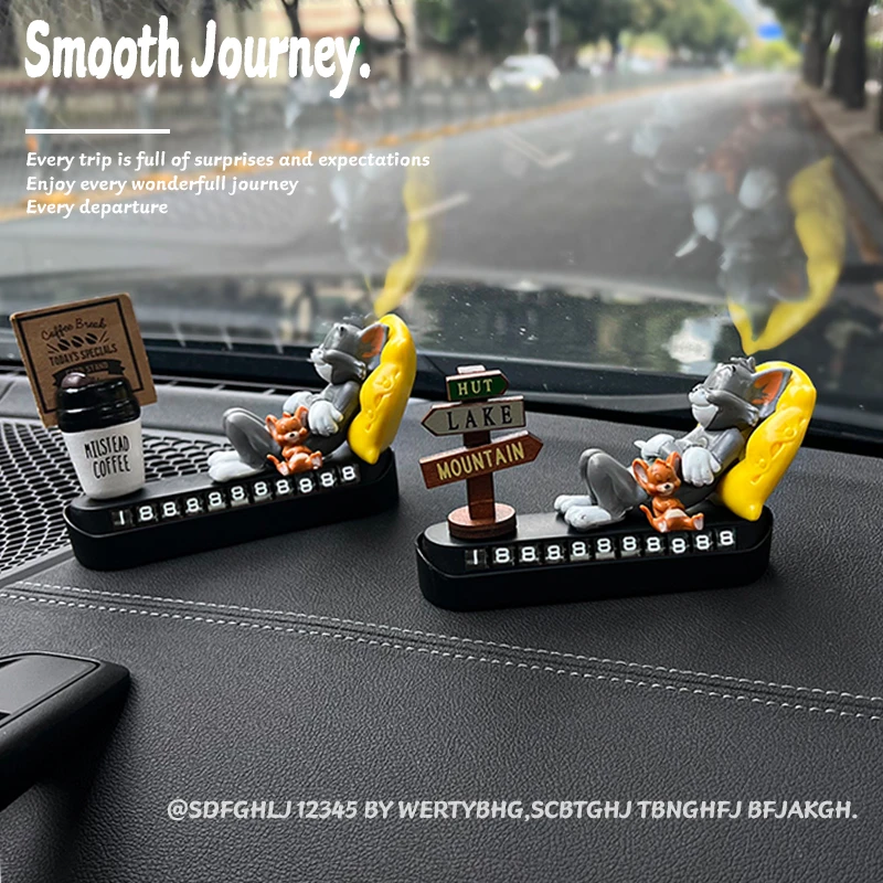 创意汤姆杰瑞汽车临时停车挪车电话牌车内装饰品汤姆杰瑞停车牌