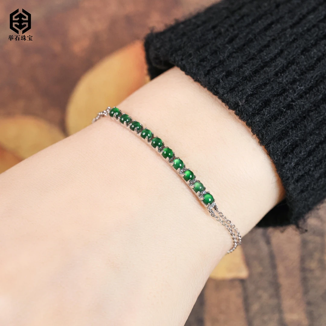 【举石珠宝】T1219-108-107翡翠手链(一件/多样性发）X
