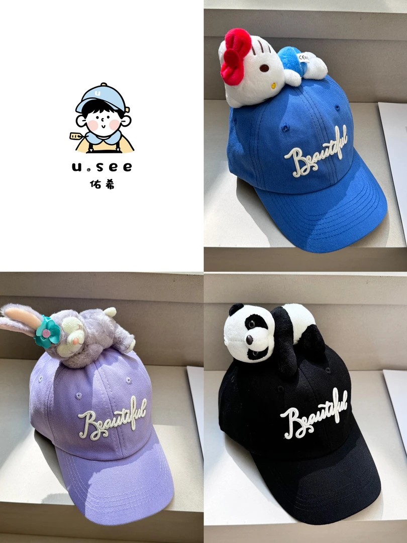 佑希25春季设计师款动物园卡通亲子棉质糖果色棒球帽