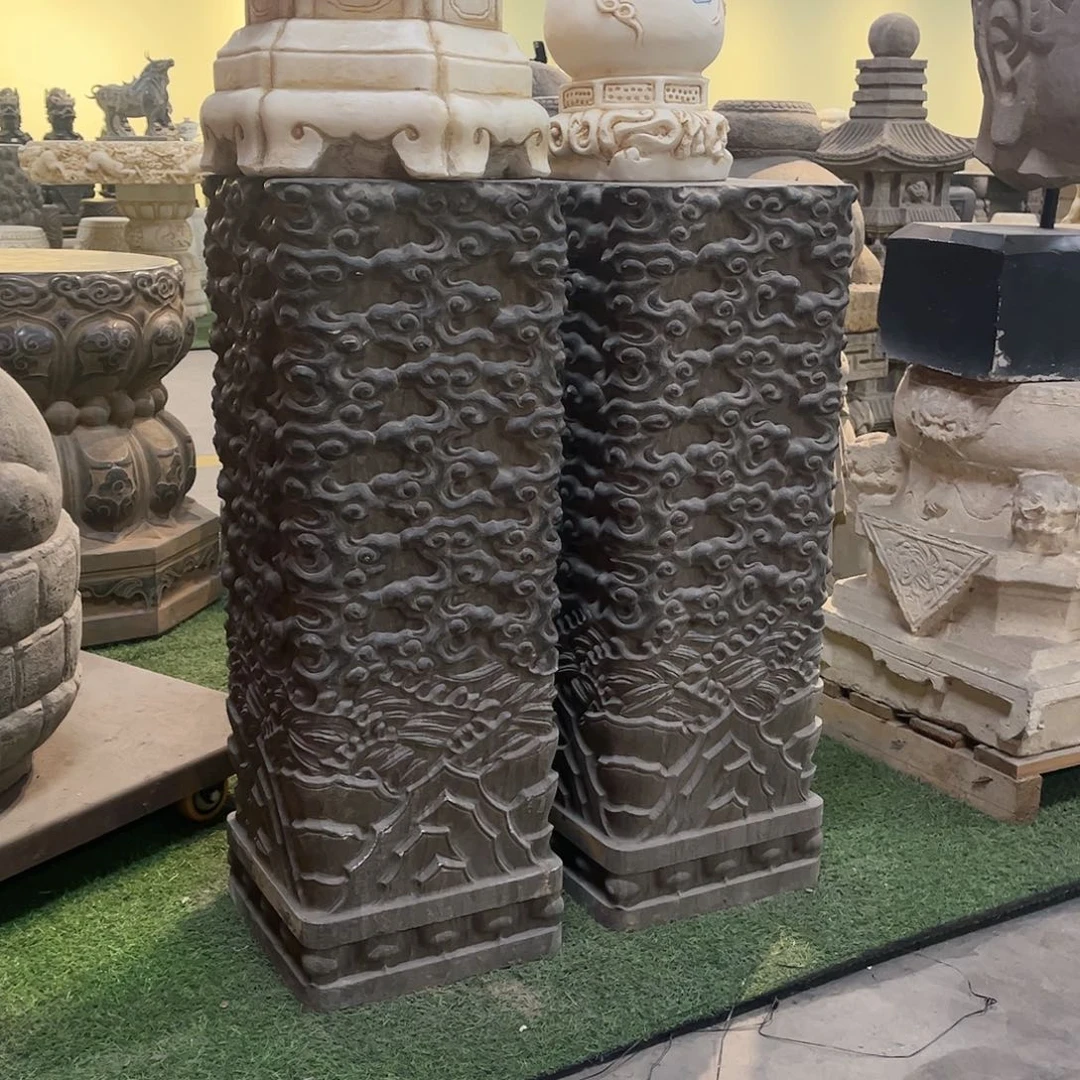 石材80高黑青石石柱一对包邮不包卸车