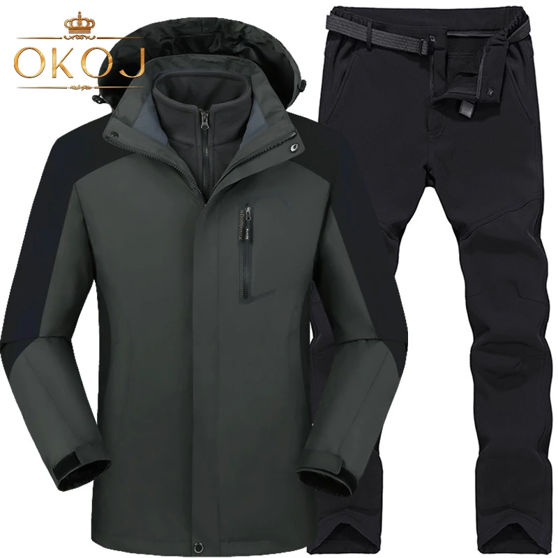 OKOJ冲锋衣男女款三合一加绒内胆保暖防风防水秋冬户外徒步登山服