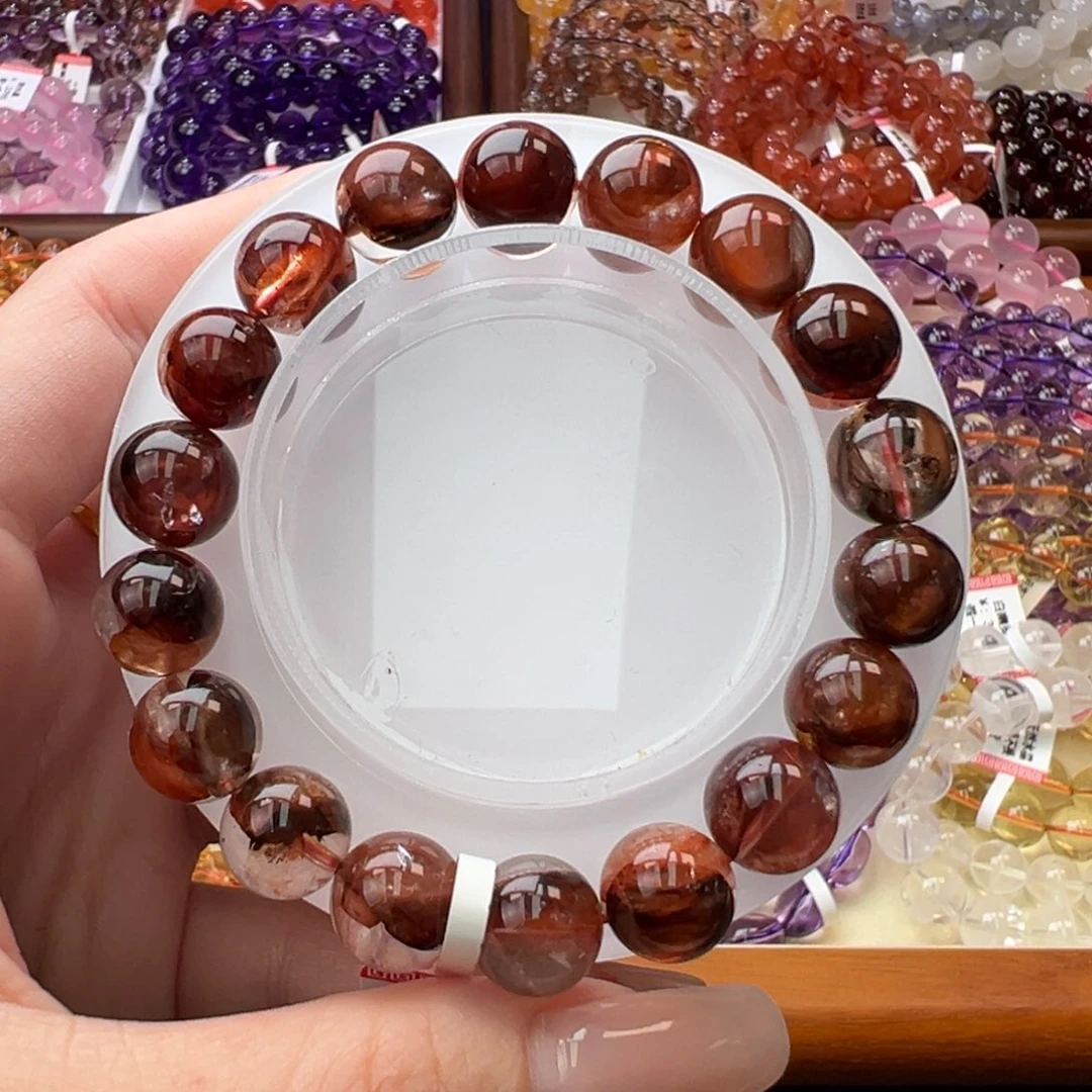 水晶未镶嵌手串红胶花10咪