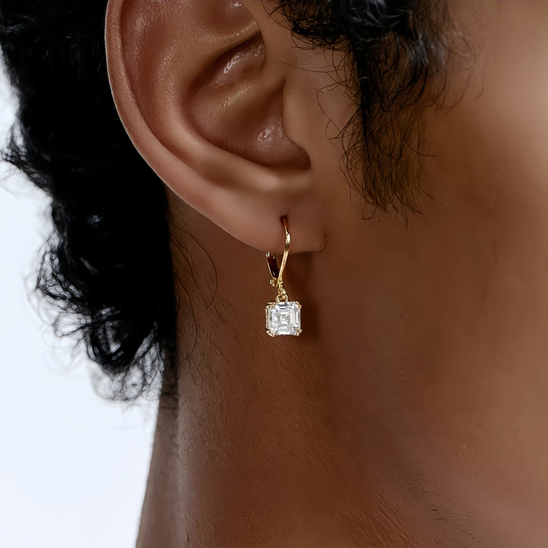 BTSP S925银针镀金方钻嘻哈小众设计高级耳环