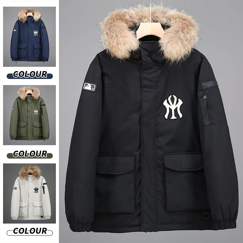 MY/一情侣中长款长款男士防风连帽男装加绒保暖连帽冬季男款外套