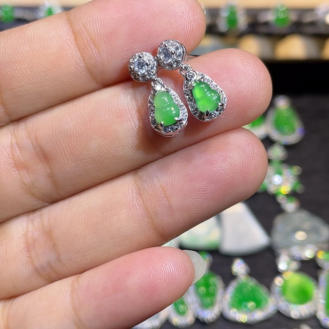 翡翠银S925镶嵌耳坠