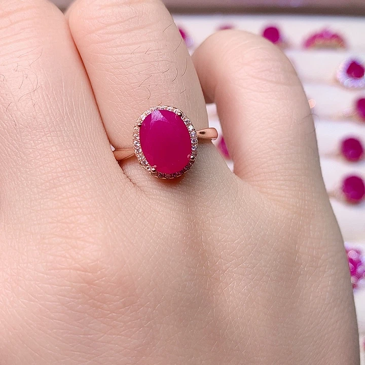红宝石戒指银S925镶嵌