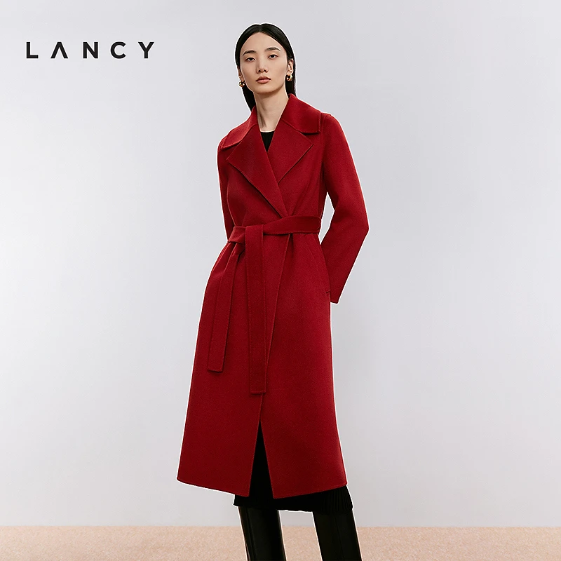 【100%山羊绒】LANCY/朗姿2024年冬新款高级羊绒双面呢大衣外套女