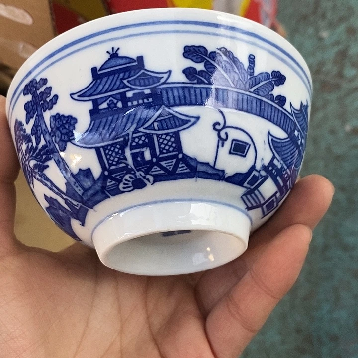摆件陶瓷4寸青花梧桐茶碗
