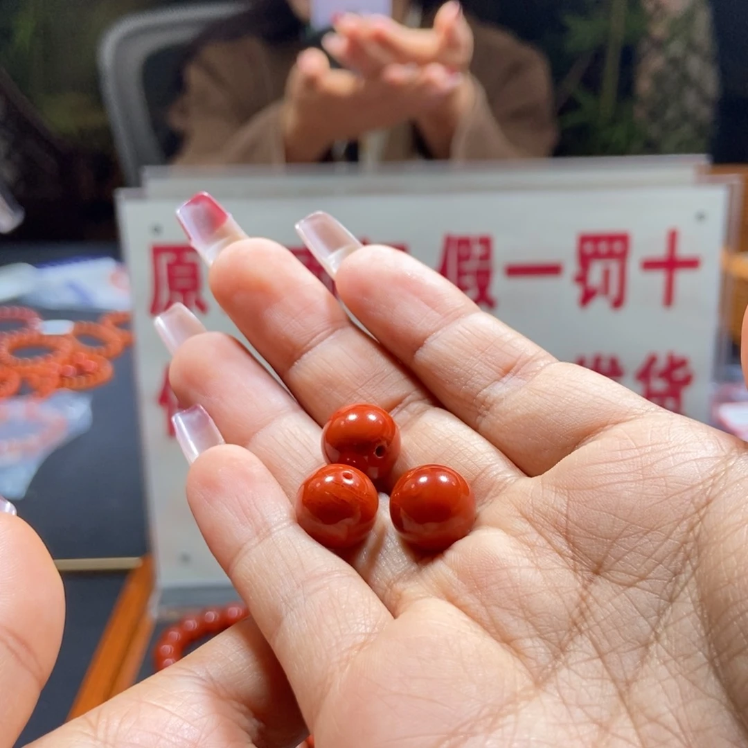 南红玛瑙12+火焰纹微瑕单珠未镶嵌?*开