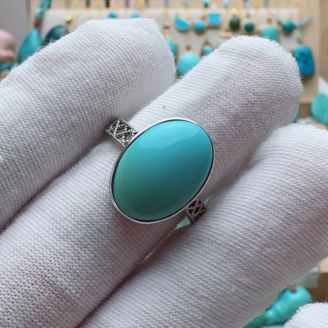 绿松石珠宝奇石银S925镶嵌