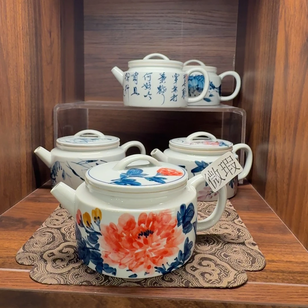 釉下手绘茶具微瑕