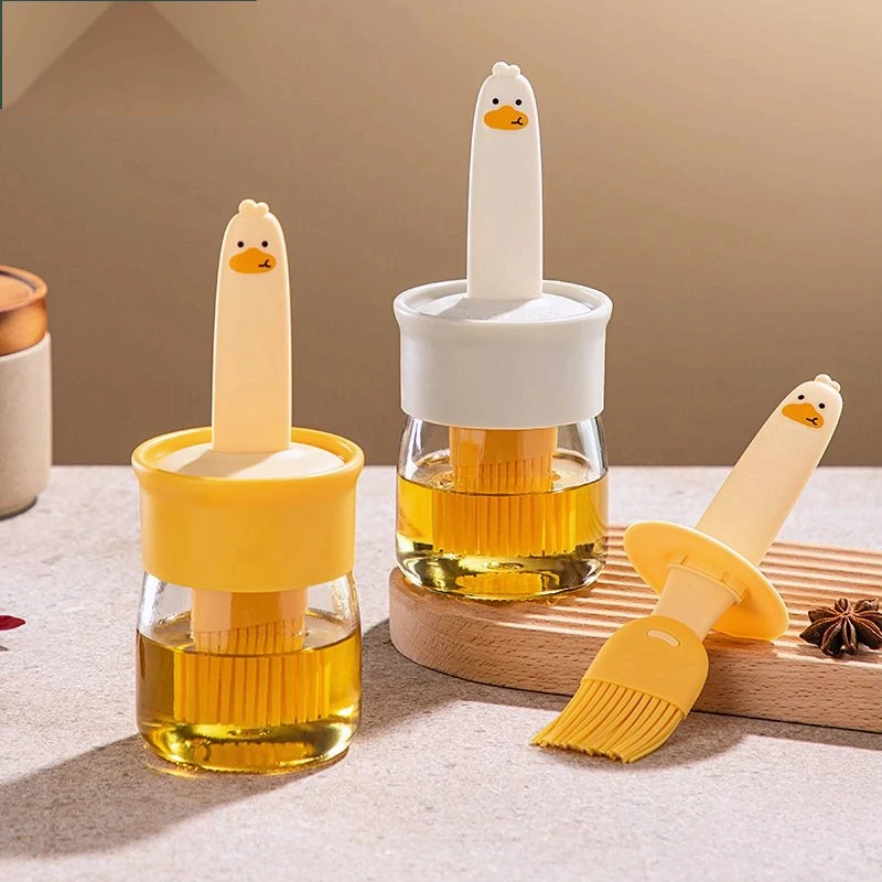 油刷家用耐高温油瓶一体玻璃食品级厨房烙饼烘焙烧烤硅胶刷子油刷