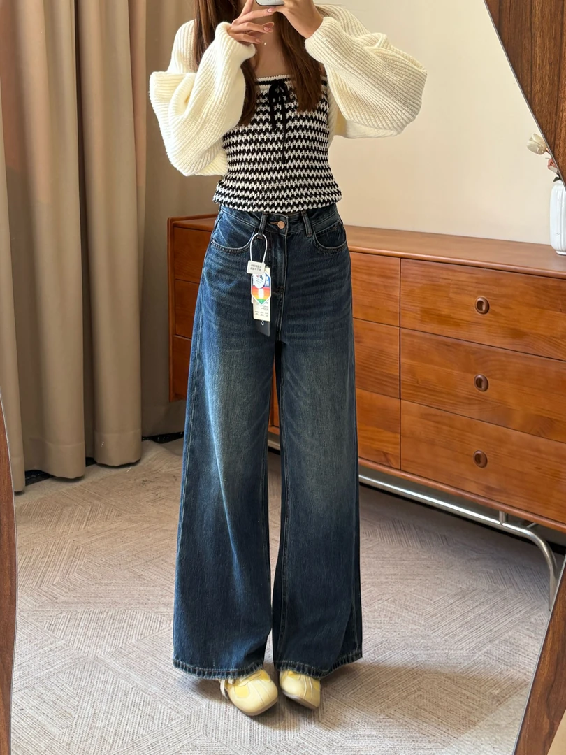 【C9030】镇店之宝 【海夜蓝】无弹力阔腿甩甩裤