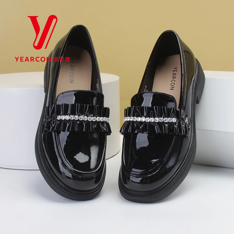 意尔康女鞋乐福鞋春秋百搭英伦风都市休闲女单气质百搭05835U