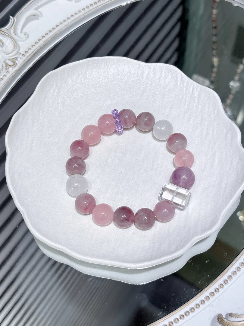 ANTIMOON粉晶阿塞刻面紫马粉手串星河樱语 四重光影 日常轻奢宣言