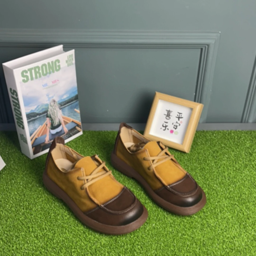 0466单鞋厚底复古风复古深口百搭套脚低帮春季耐磨舒适时尚软底