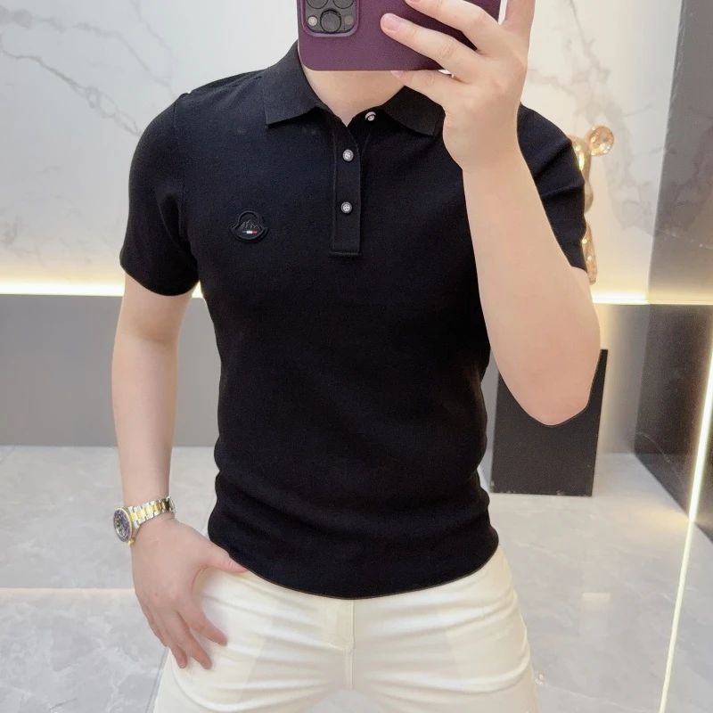 2025欧货轻奢男士针织衫短袖毛衣POLO衫刺绣百搭秋冬半袖男装9501