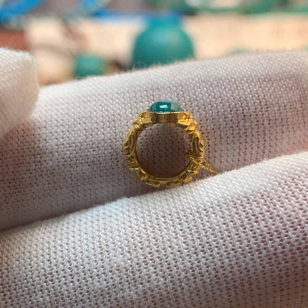 绿松石18K金镶嵌挂件7m