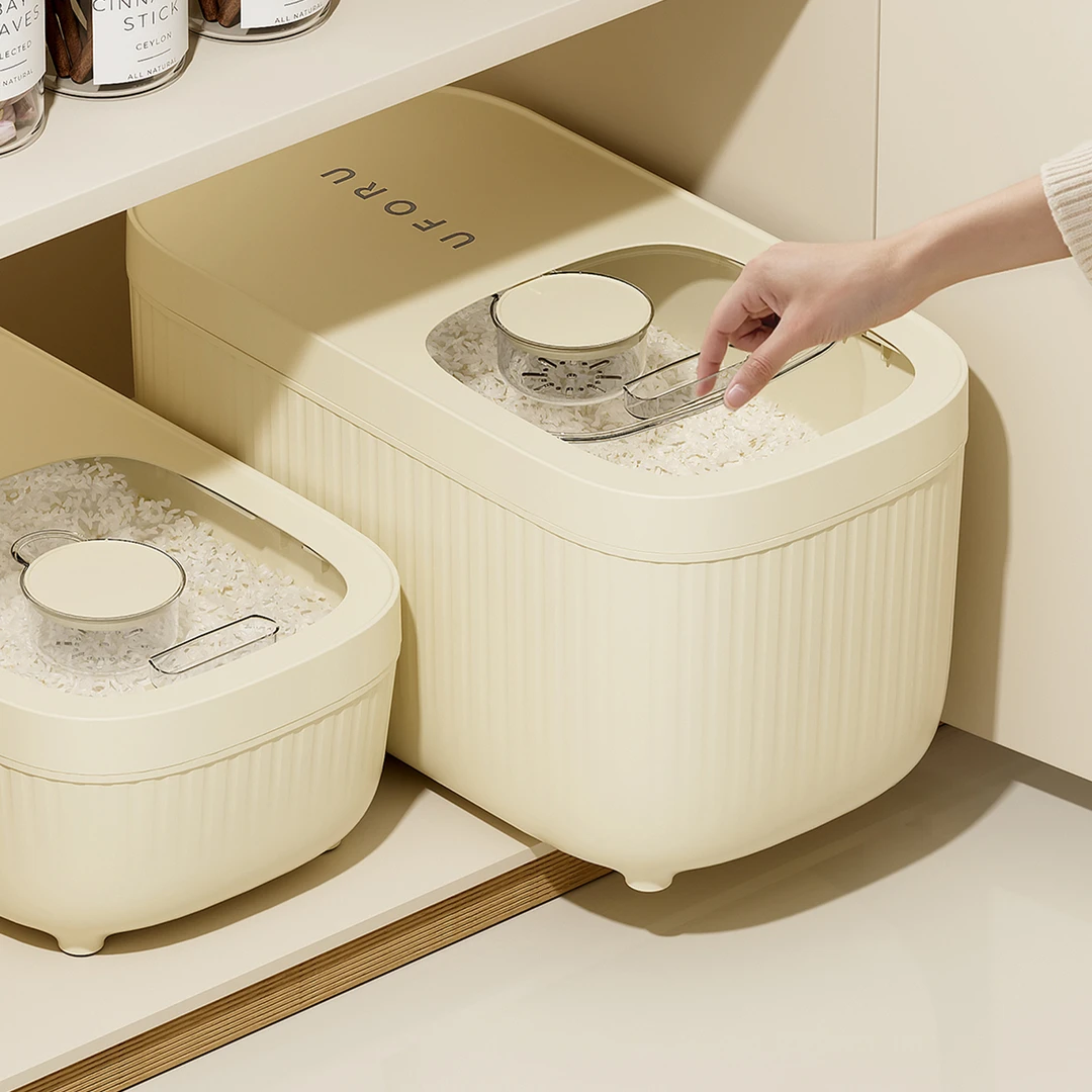 橱明星极简米桶家用推拉盖方形米箱大容量加厚面粉桶多功能储物箱