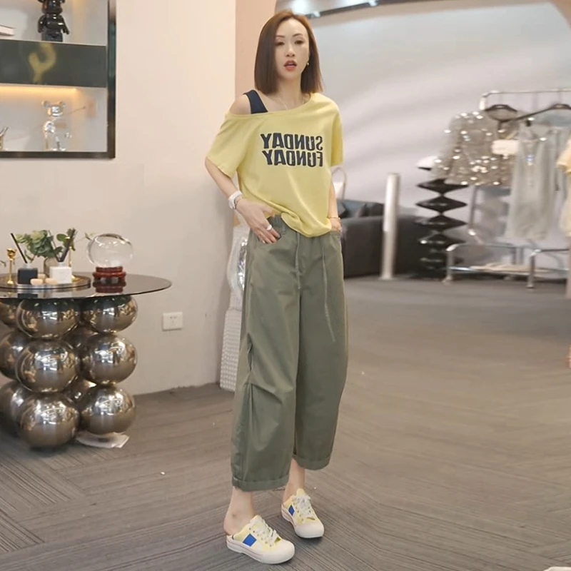 『云端气球裤』100%棉 夏季休闲宽松弯刀阔腿裤女春夏阔腿工装长裤
