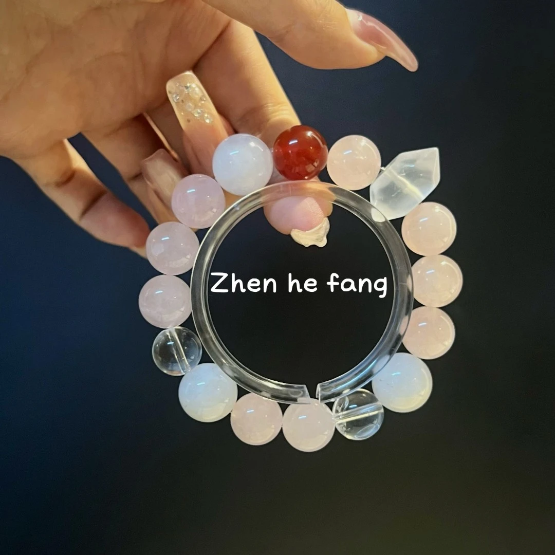 天然恋人水晶粉水晶+白水晶+玛瑙