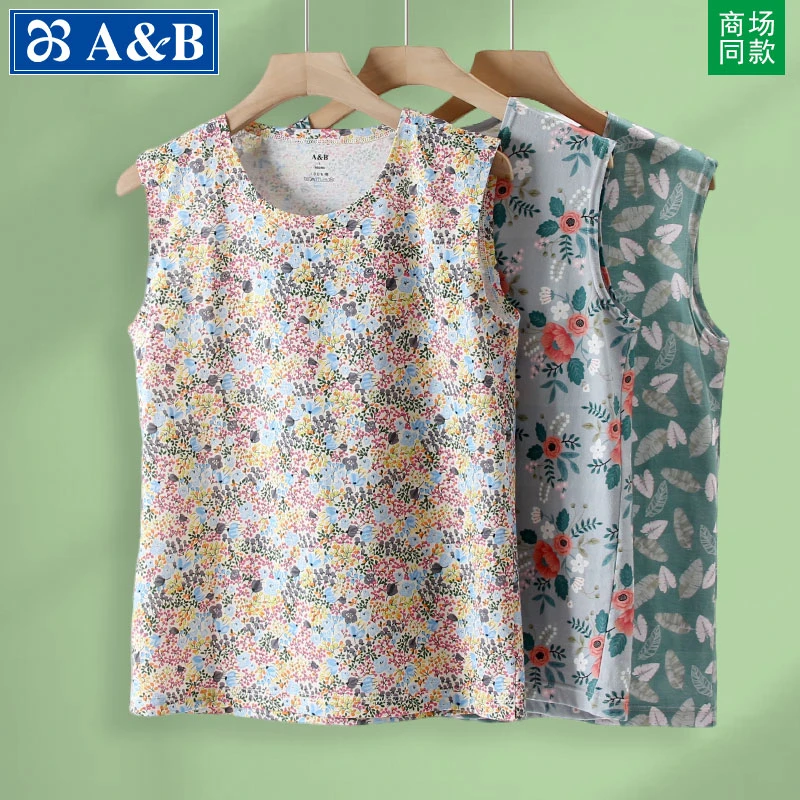 AB内衣中老年背心纯棉休闲薄款宽松可外穿大码睡衣夏季妈妈睡衣