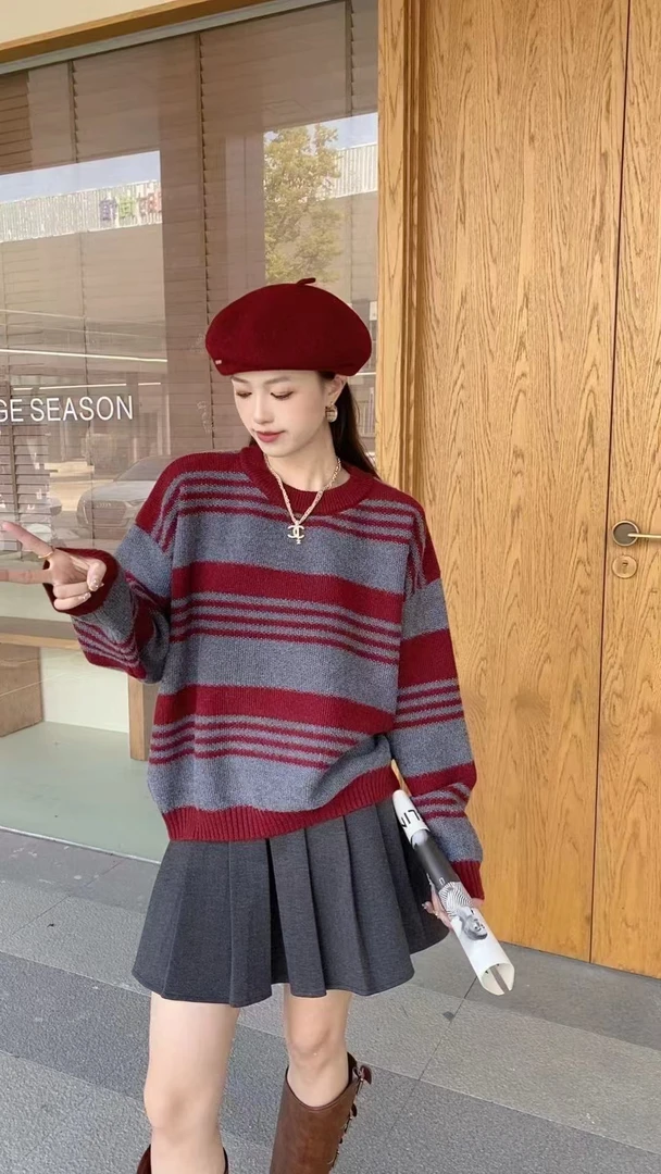 时尚宽松休闲套头毛衫