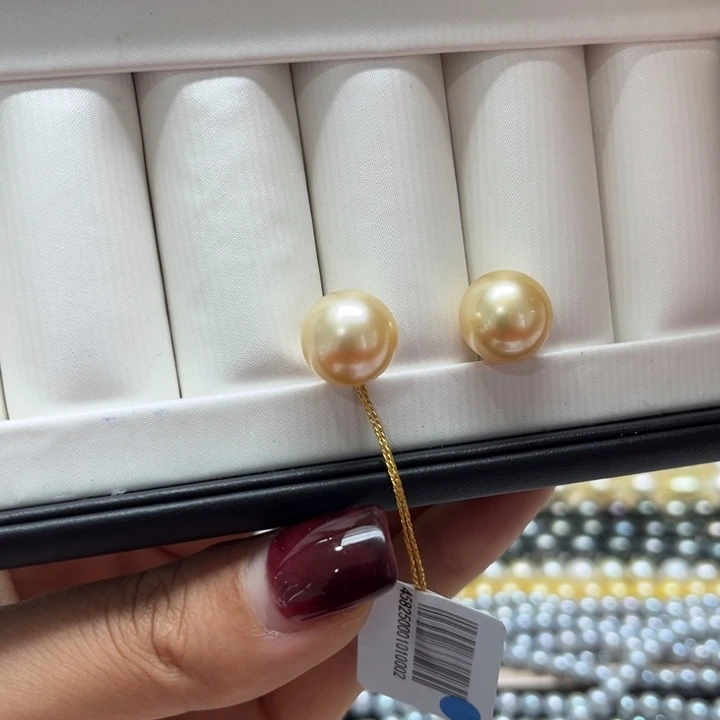 海水珍珠耳饰18K金镶嵌12-13mm