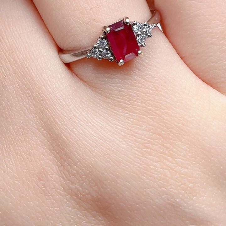 红宝石戒指银S925镶嵌
