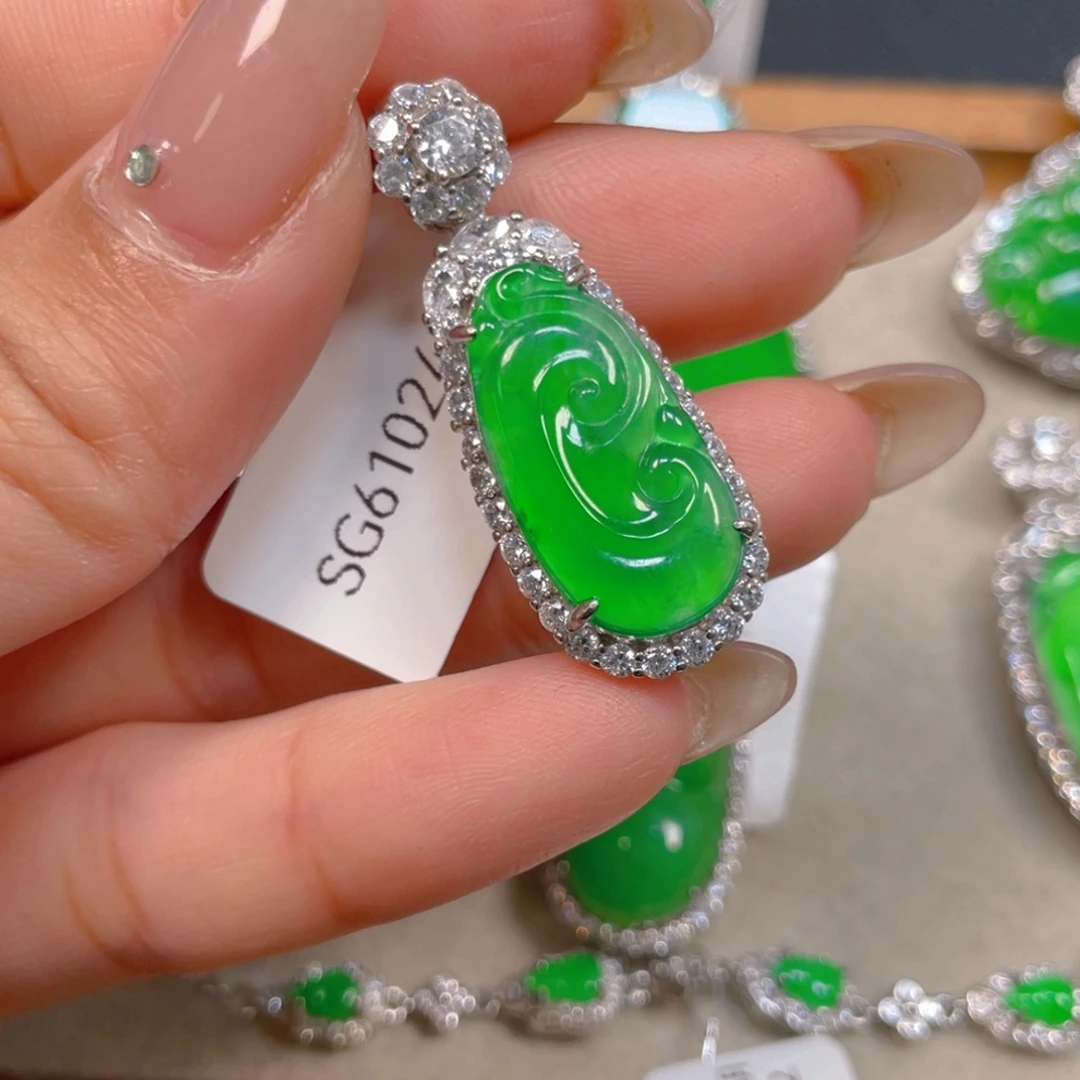 翡翠银S925镶嵌挂件