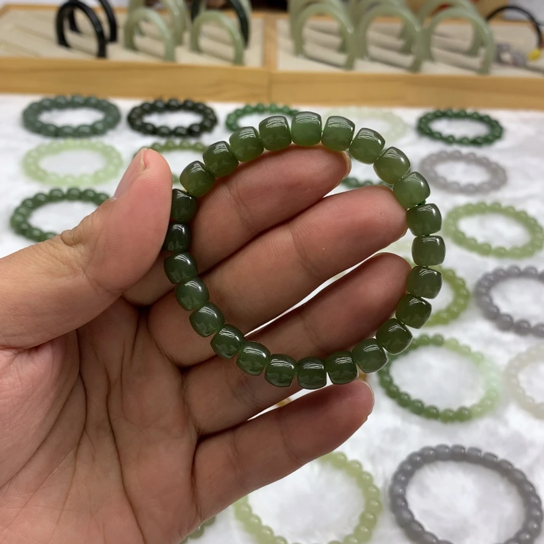 未镶嵌手串和田玉（直切湖水绿8）