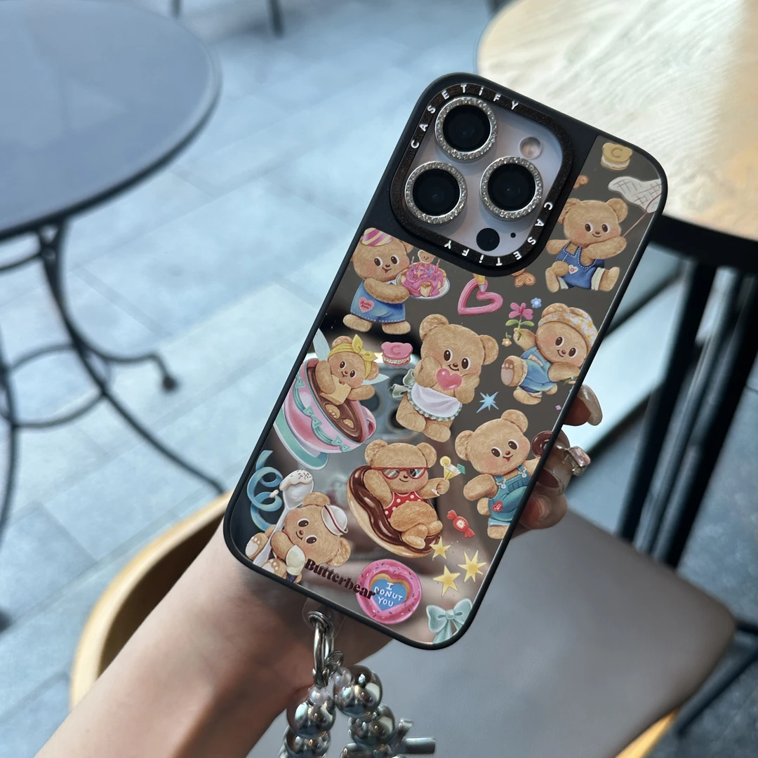 可爱小熊镜面电镀适用于iPhone17ProMax苹果15手机壳14/13女款16
