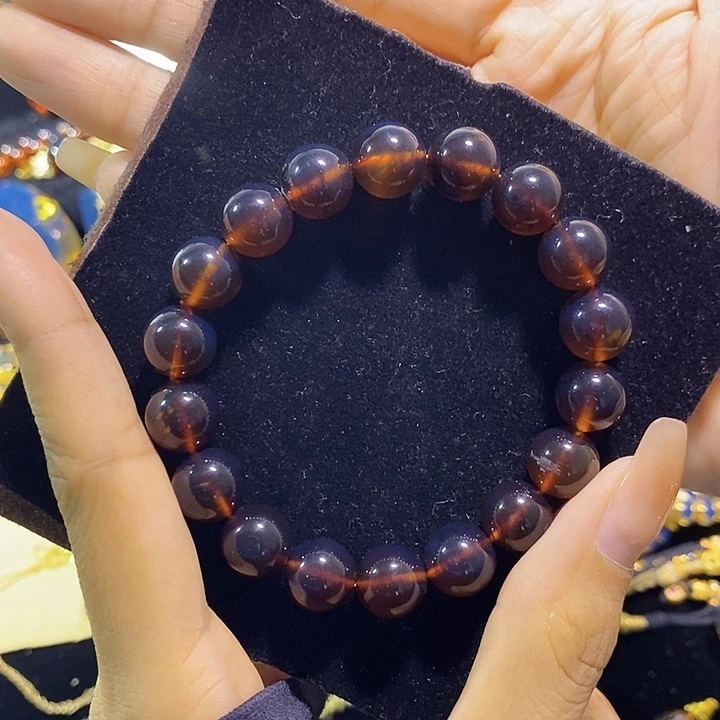 琥珀未镶嵌珠宝奇石紫罗兰手串10
