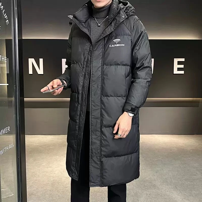 8835冬季新款中长款加厚外套保暖防寒男装休闲防风轻薄连帽上衣