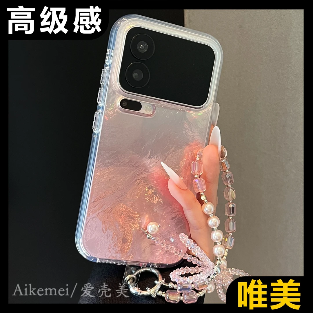 适用小米17promax手机壳渐变晕染xiaomi15锡纸纹小米14蝴蝶结链条