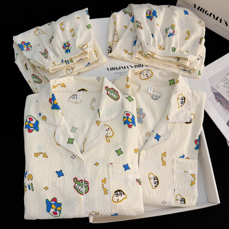 【情侣两套】秋季情侣睡衣男女款长袖长裤云朵棉卡通可爱小新家居服