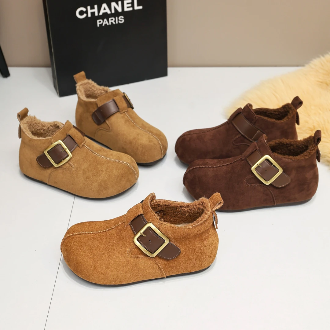 爆款勃肯鞋女款2025冬季新款一脚蹬加绒保暖面包鞋厚底增高雪地鞋