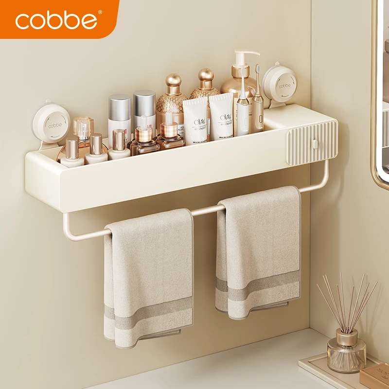 卡贝吸盘式浴室卫生间置物架子免打孔厕所洗漱台墙上收纳架壁挂式