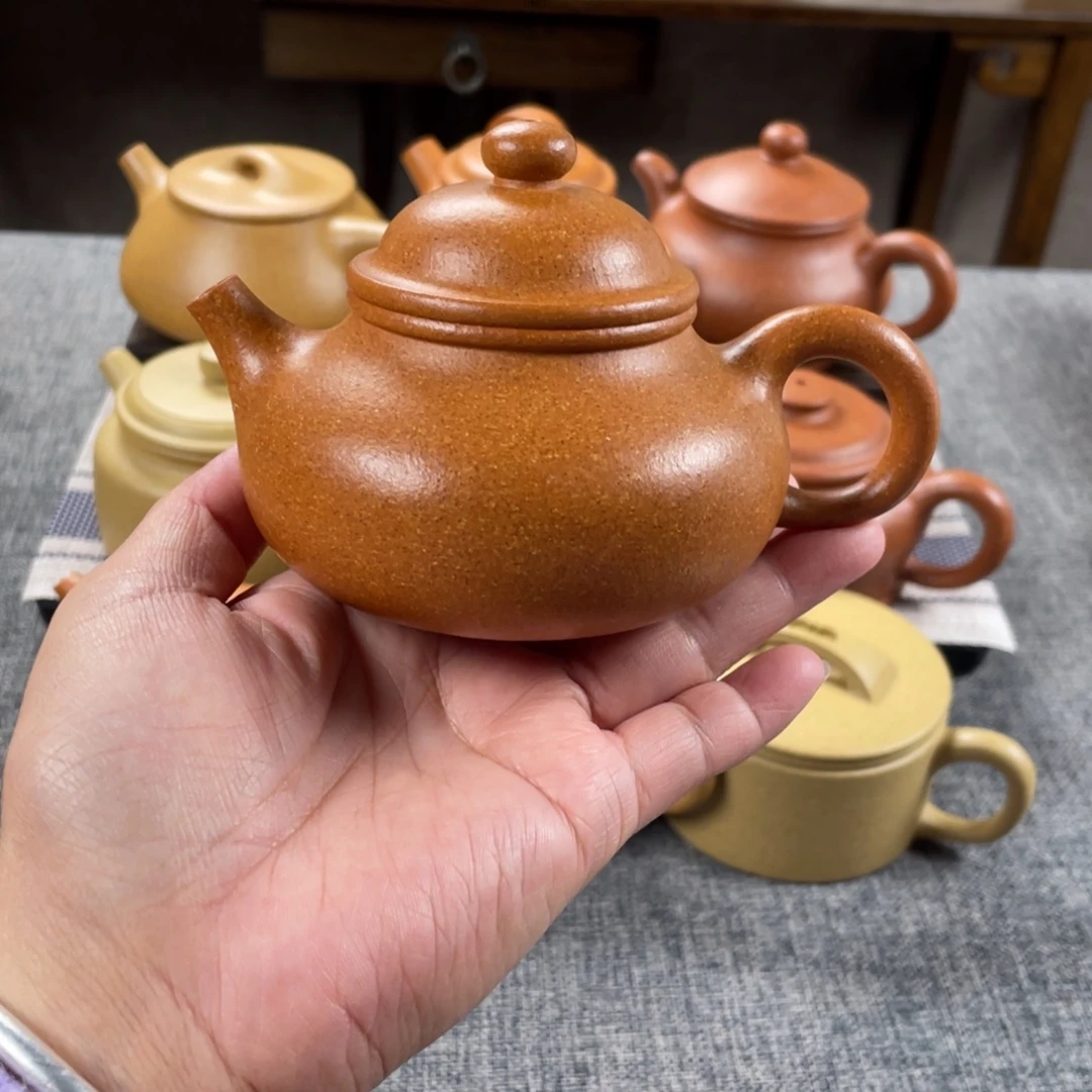 紫砂茶壶老档口金黄段容天全手30目170手工泥