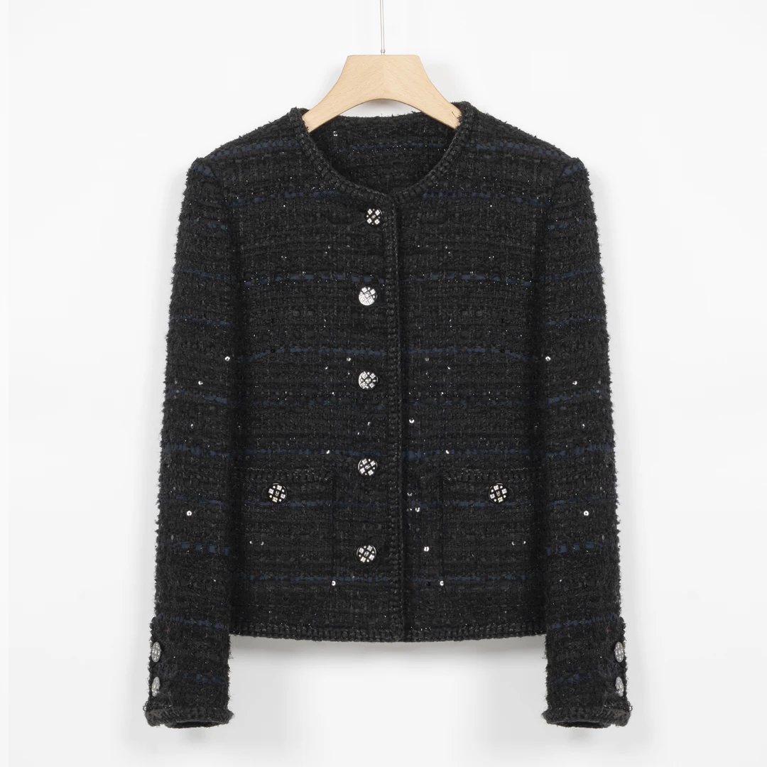 杭州超哥【黑真丝】高端小香风轻奢外套CO83410