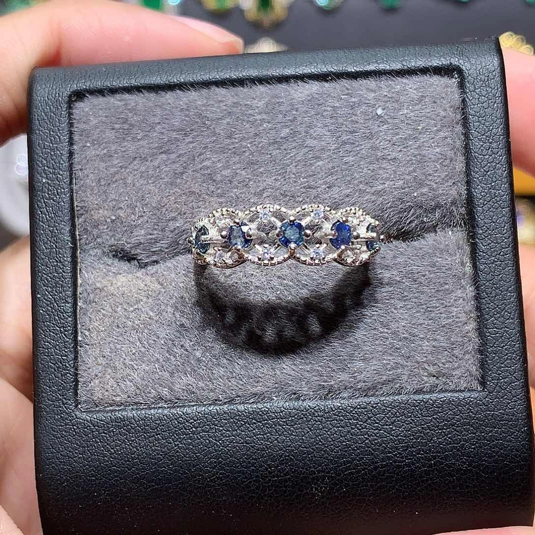 戒指银S925镶嵌蓝宝石