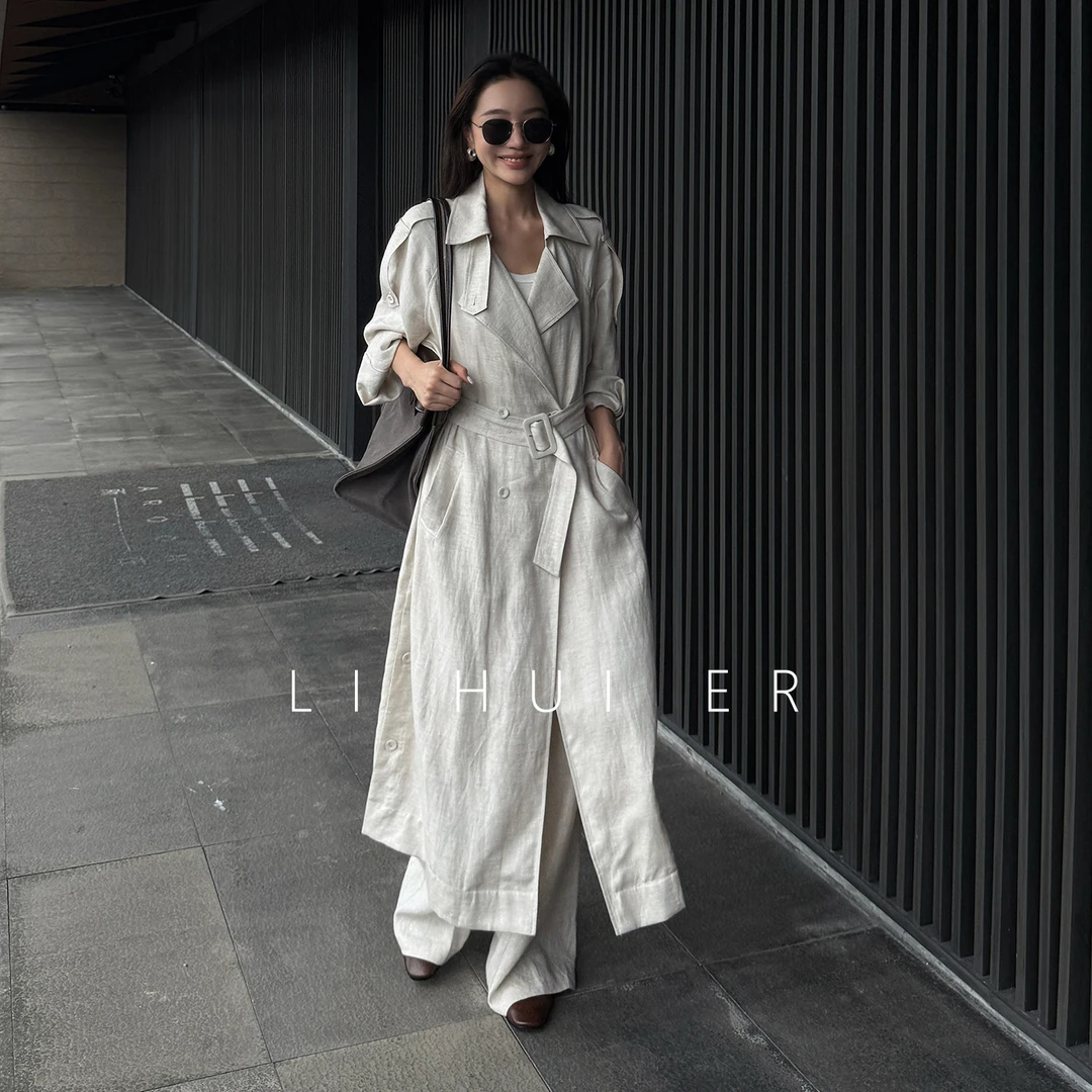 LiHuiEr李慧儿【温本】2025显瘦高级气质小众女燕麦色风衣LL02549