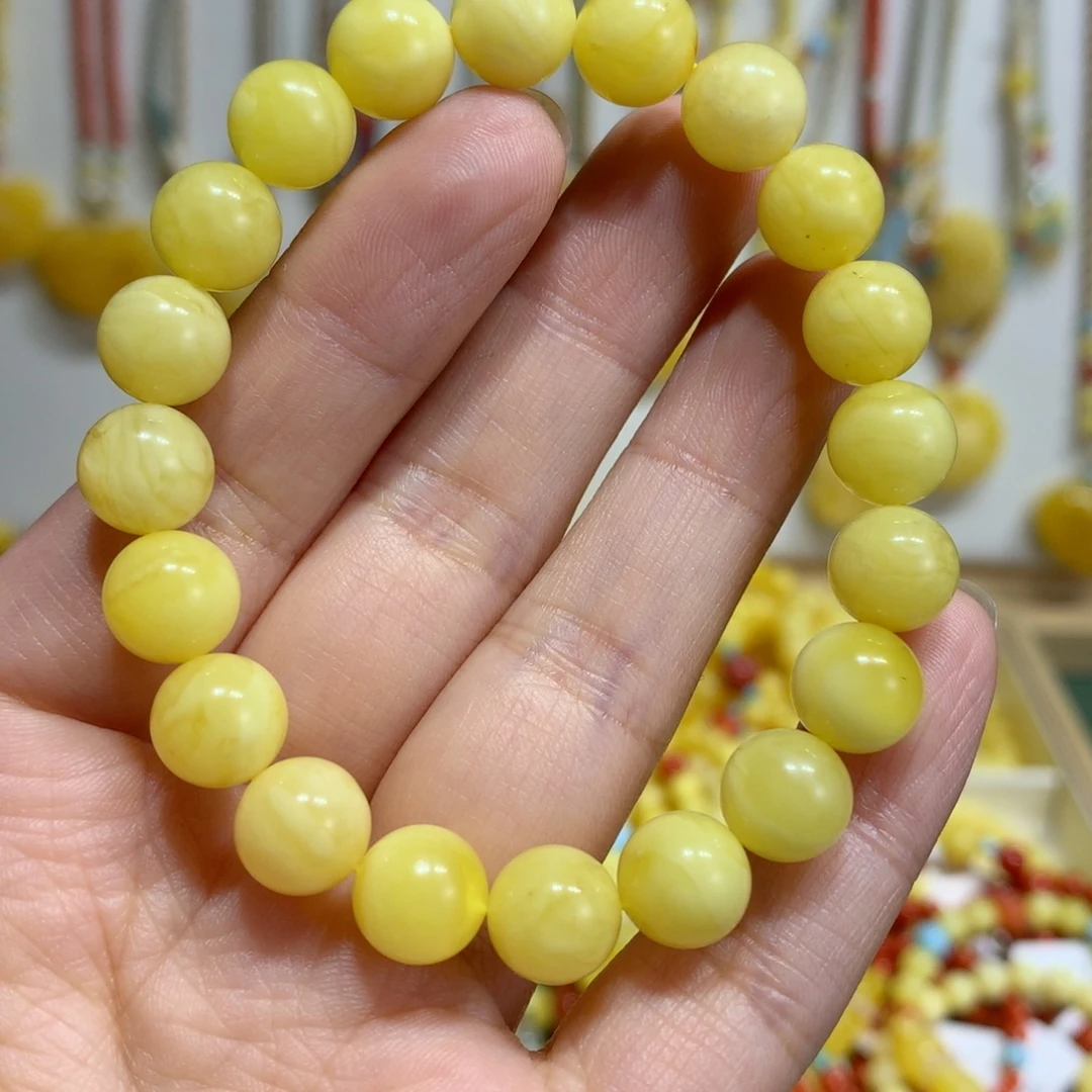 蜜蜡未镶嵌手链9.4mm